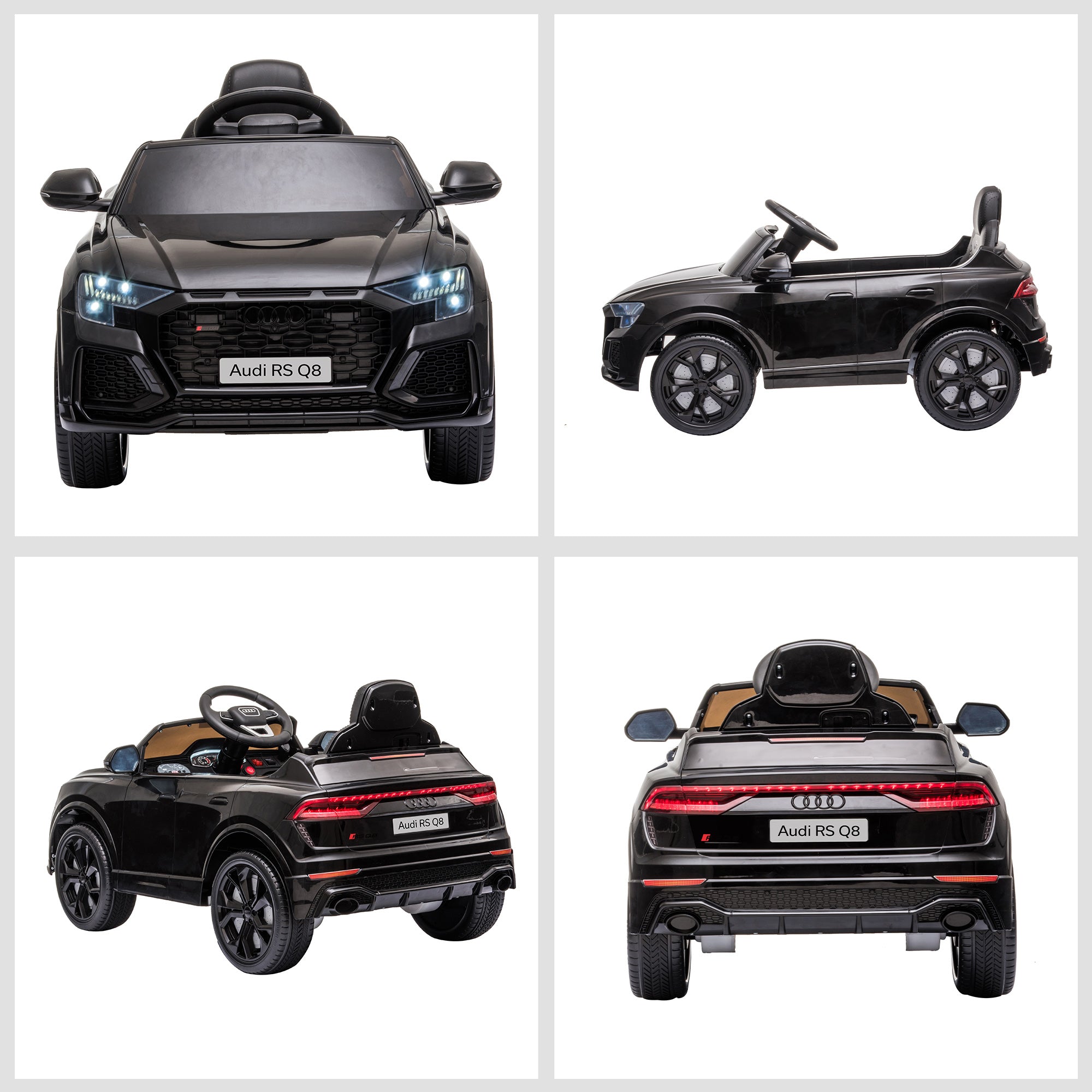 HOMCOM Audi RS Q8 Licensed Electric Car for Kids, 6V Kids' Electric Ride on with Remote Control, 7Ah Big Battery, Lights Bluetooth, Music USB MP3, for 3-5 Years Old, Black 