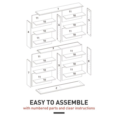 HOMCOM 16-Compartment Media Shelf- White 