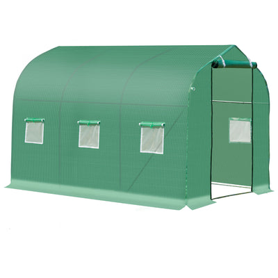 Outsunny Polytunnel Greenhouse with Windows and Door, Walk in Greenhouse for Garden, Backyard (3 x 2 M) 