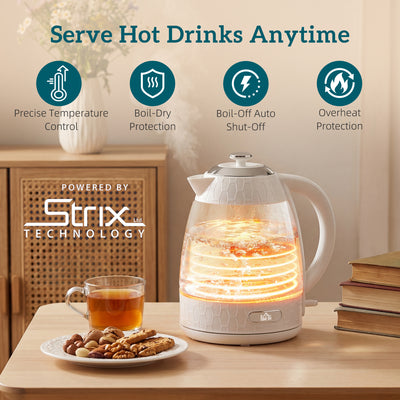 HOMCOM Kettle and Toaster Set, 1.7L 3000W Rapid Kettle with Strix Thermostat, 4 Slice Toaster with 7 Browning Controls, Cream 