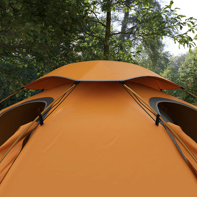 Outsunny Aluminium Frame Camping Tent Dome Tent with Removable Rainfly, 2000mm Waterproof, for 1-2 Man, Orange 