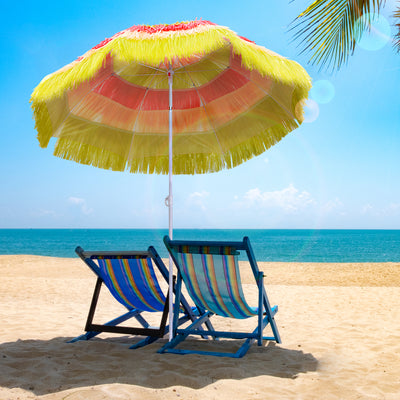 Outsunny 1.6m Patio Garden Hawaii Beach Sun Umbrella Sunshade Hawaiian Folding Tilting Crank Parasol (Multicolor) 