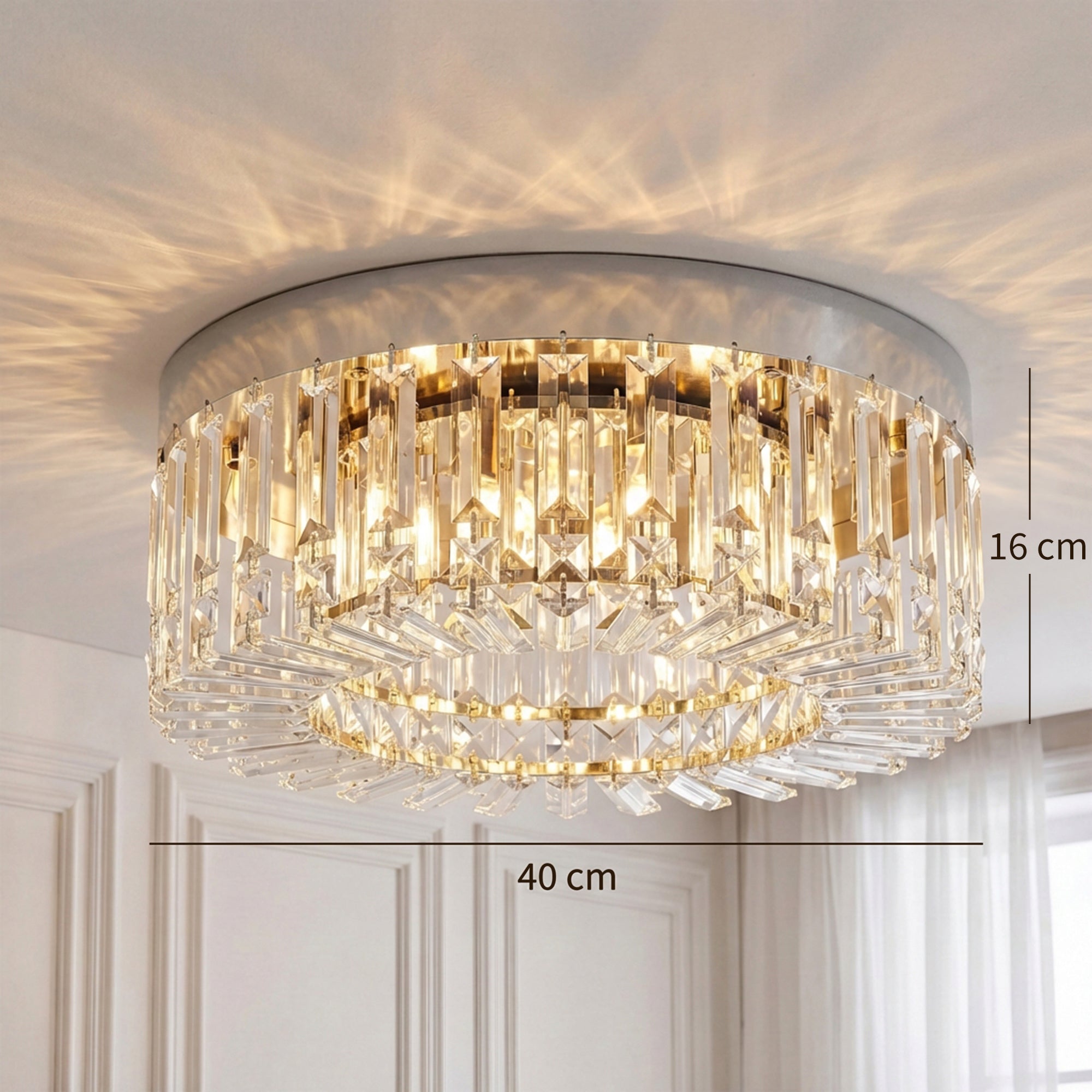 HOMCOM Crystal Chandeliers with 160 Crystal Pendants, 6-Light Ceiling Light for Living Room, Bedroom Dining Room, Silver Tone 