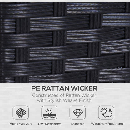 Outsunny 2 Seater Rattan Sofa with Soft Padded Cushion, All-Weather PE Wicker Weave Garden Loveseat with Armrests, Black 