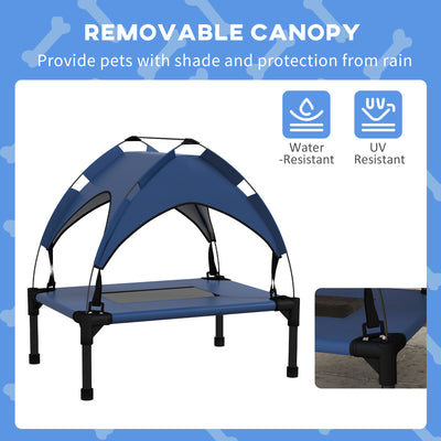 PawHut Cooling Raised Pet Bed w/ Washable Breathable Mesh, for Mini Small Dogs, 61 x 46 x 63cm - Dark Blue 