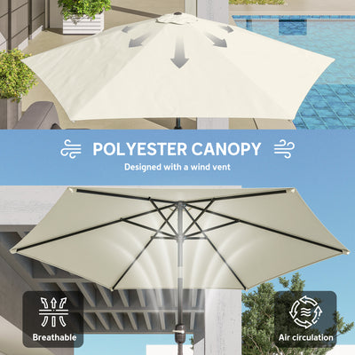 Outsunny 2.6 m Garden Parasol Umbrella with Aluminium Pole, Outdoor Patio Umbrella with Tilt and Crank, Vent, Cream White 
