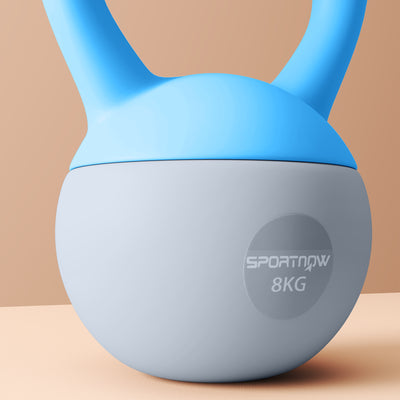 SPORTNOW 8KG Soft Kettlebell, Kettlebell with Non-Slip Handle for Home Gym, Weight Lifting, Strength Training, Light Blue/Grey 