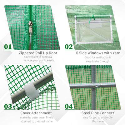 Outsunny 4.5m x 2m x 2m Walk-in Tunnel Greenhouse Garden Plant Growing House with Door and Ventilation Window, Green 