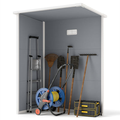 Outsunny 5' x 3' Garden Shed with Floor, Outdoor Storage Shed with Lockable Door, Window and Vent for Garden, Patio, Grey 
