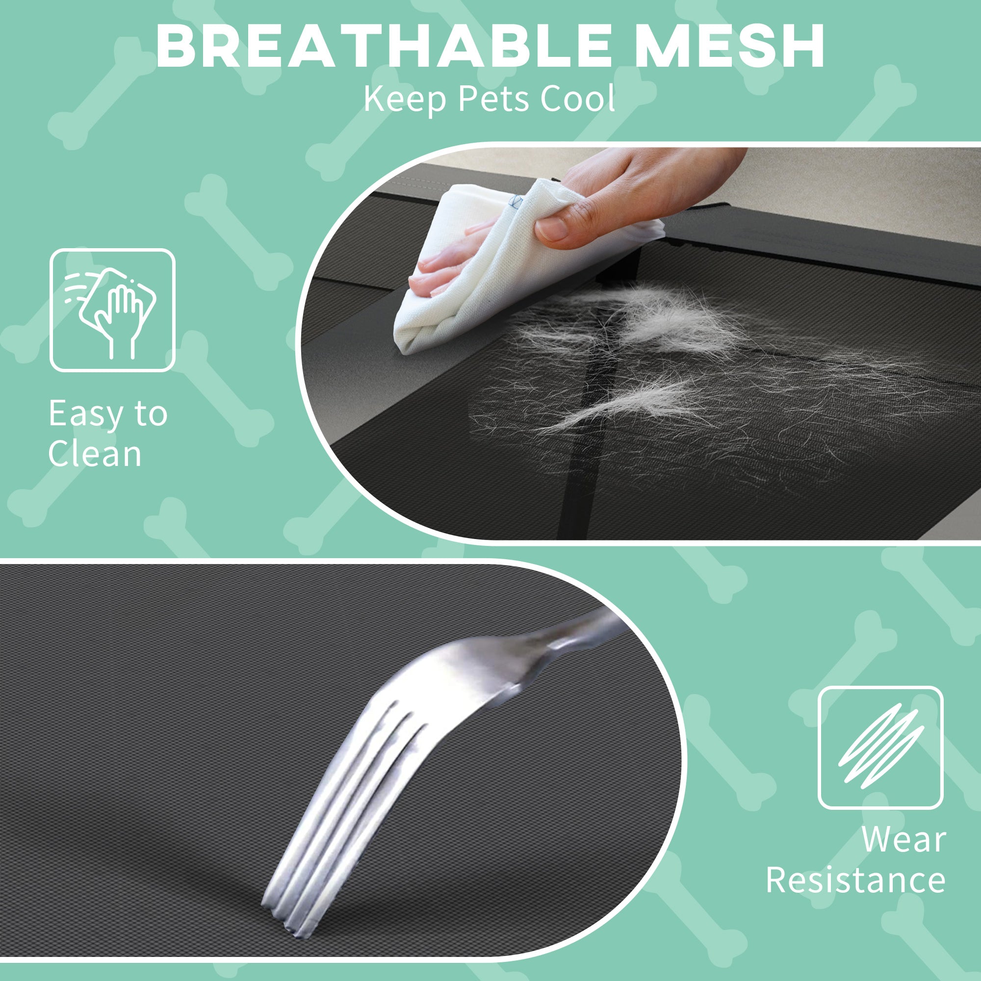 PawHut Cooling Raised Pet Bed w/ Washable Breathable Mesh, for Large Dogs, 106 x 76 x 94cm - Light Grey 