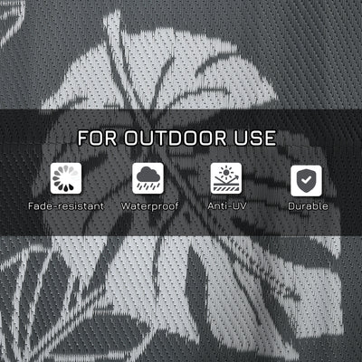 Outsunny Plastic Straw Reversible RV Outdoor Rug with Carry Bag, 182 x 274cm, Grey and White 
