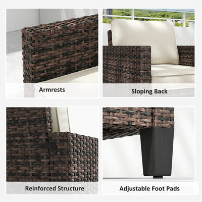 Outsunny Single Rattan Armchair, with Cushions - Brown 