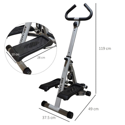 HOMCOM Stepper w/ Handle Hand Grip Workout Fitness Machine For Fitness Aerobic Exercise Home Gym Grey 