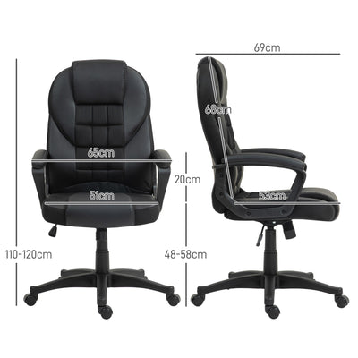HOMCOM Faux Leather Office Chair - Black 