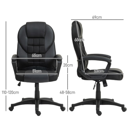HOMCOM Faux Leather Office Chair - Black 