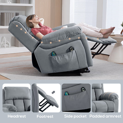 HOMCOM Eight Massage Point Electric Reclining Lift Chair, with Remote - Grey 