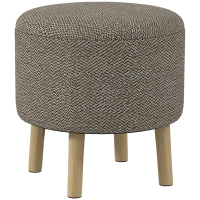 HOMCOM Round Linen-Look Storage Ottoman - Light Grey 