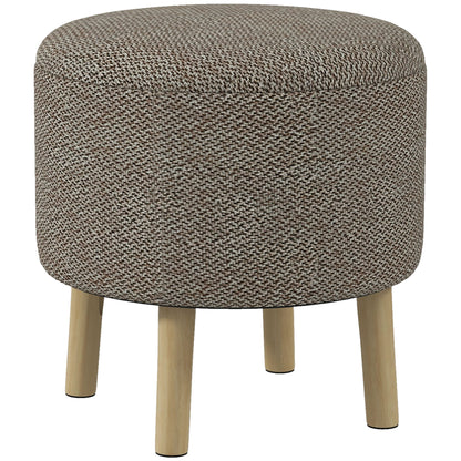 HOMCOM Round Linen-Look Storage Ottoman - Light Grey