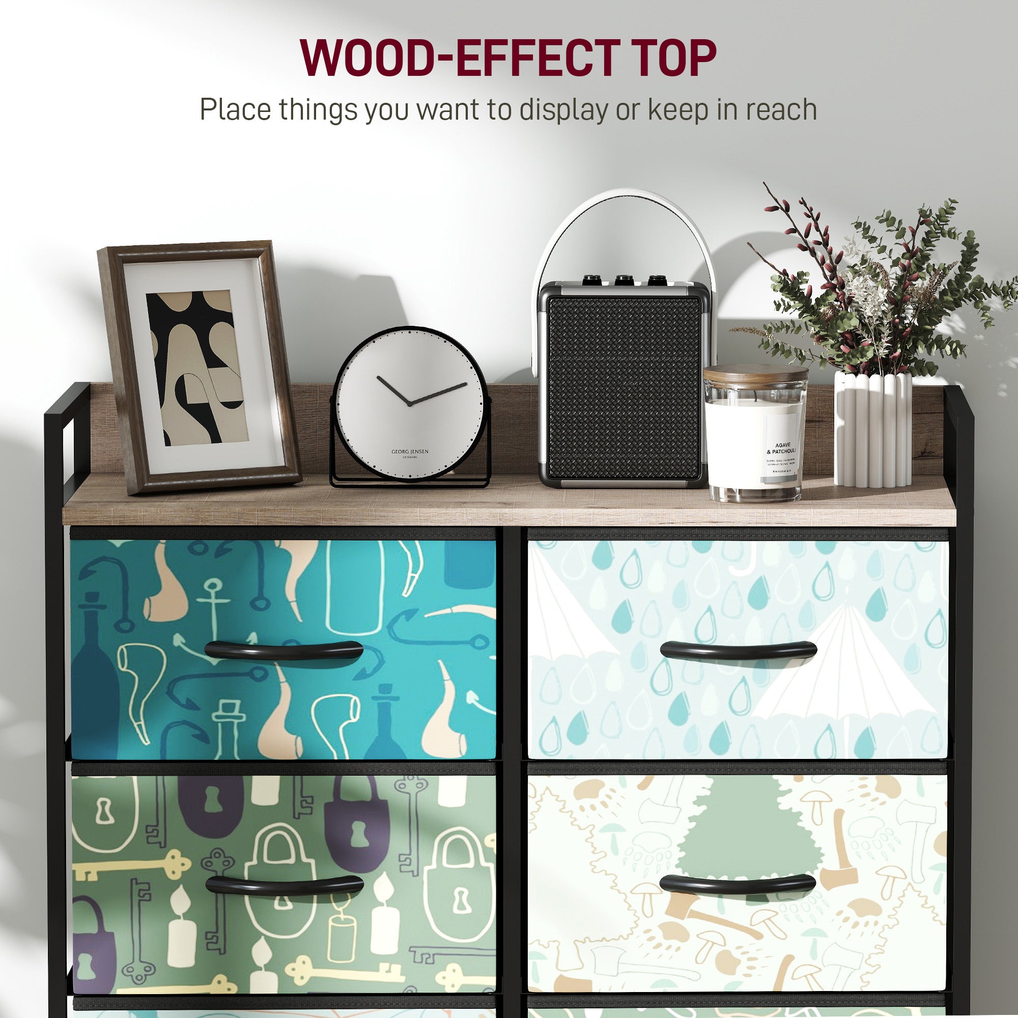 HOMCOM 8-Drawer Chest of Drawers - Blue