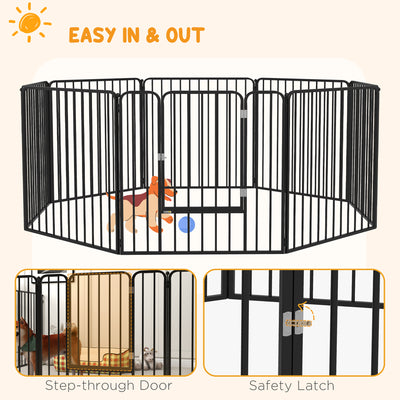 PawHut 80cm 8 Panels Heavy Duty Dog Pen, Pet Playpen for Indoors, Outdoors, Small, Medium Dogs 