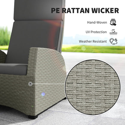 Outsunny 5-Piece Rattan Garden Furniture Set with Cushions - Charcoal Grey 