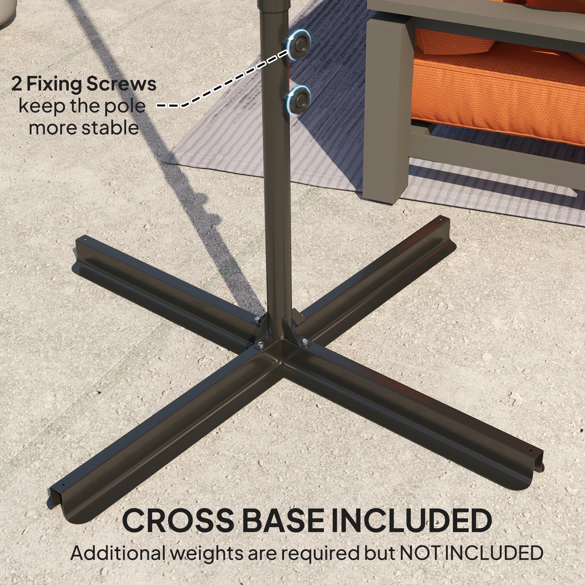 Outsunny 2.5m Rotating Cantilever Parasol - Orange 