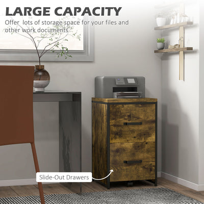 Vinsetto 2-Drawer file Cabinet, Industrial filing cabinets for Home, Hanging File Folders, Vertical Home Office Organizer for A4 Size, Rustic Brown 