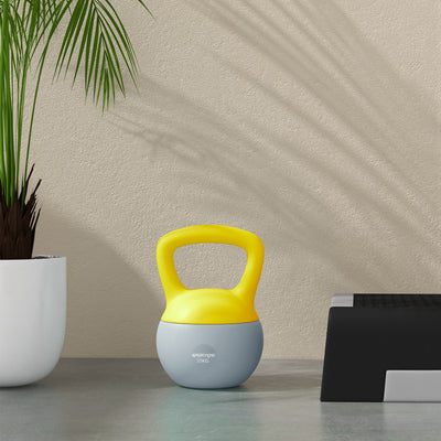SPORTNOW Soft Kettlebell, 10kg Kettle Bell with Non-Slip Handle for Home Gym Weight Lifting and Strength Training, Yellow and Grey 