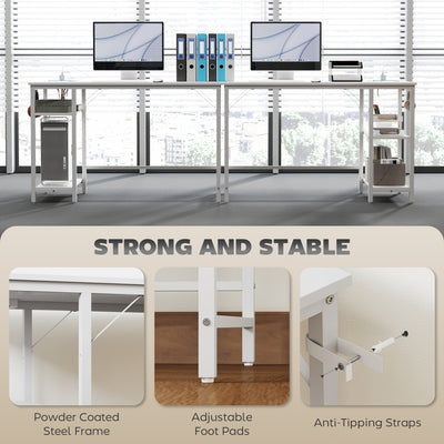 HOMCOM 120 x 60 cm Computer Desk with Power Outlets and Reversible Shelves - White 
