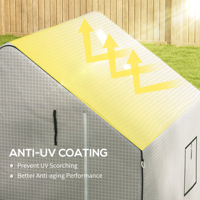 Outsunny Greenhouse Cover Replacement Walk-in PE Hot House Cover with Roll-up Door and Windows, 140 x 143 x 190cm, White 