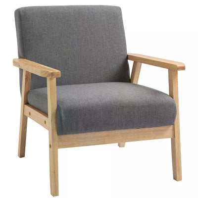 HOMCOM Minimalistic Wooden Frame Accent Chair, with Padded Seat 