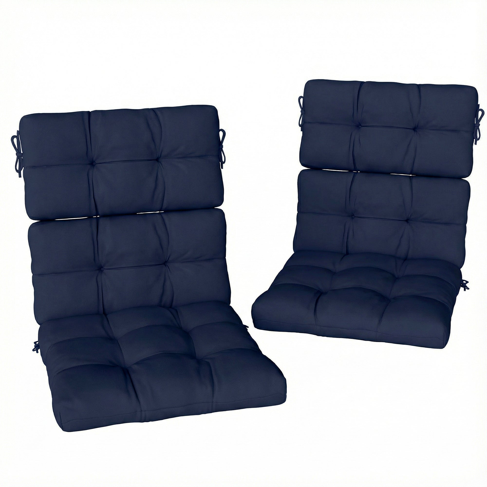 Outsunny 2-Piece Seat Cushion Replacement with Backrest, Garden Patio Chair Cushions Set with Ties, Dark Blue 