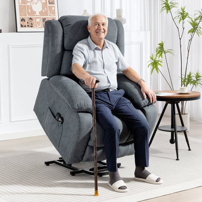 HOMCOM Power Lift Recliner Chair with Massage, Overstuffed Lift Chair for Elderly with Footrest, Remote and Side Pocket, Grey 