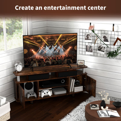 HOMCOM TV Unit Cabinet for TVs up to 55 Inches with Storage Shelves and Cupboard, Entertainment Centre for Living Room, Rustic Brown 