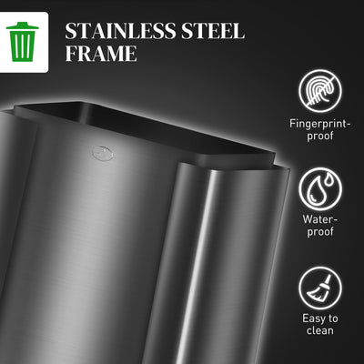 HOMCOM 3 x 15L Pedal Bin, Steel Triple Kitchen Bin with Soft Close Lid, Removable Inner Buckets, Fingerprint-Proof, Black 