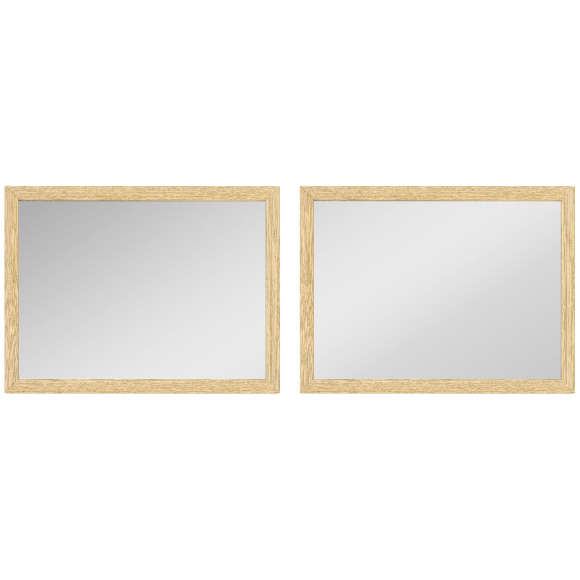 HOMCOM Wall Bathroom Mirror, 30 x 40 cm Wall-Mounted Mirror for Living Room, Bedroom, Hallway, Set of 2, Natural 