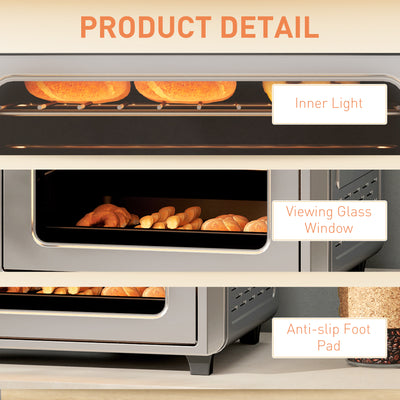 HOMCOM 24L Air Fryer Oven, Mini Oven, Oil Free Cooking, Grill, Roast, Bake, with Adjustable Temperature, Timer, Touch Screen, Dishwasher Safe, 1600W, Silver 