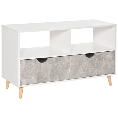 HOMCOM TV Stand Cabinet for TVs up to 42", Modern TV Unit with Shelf, Drawers and Storage Cabinet, Entertainment Center for Living Room, Grey 