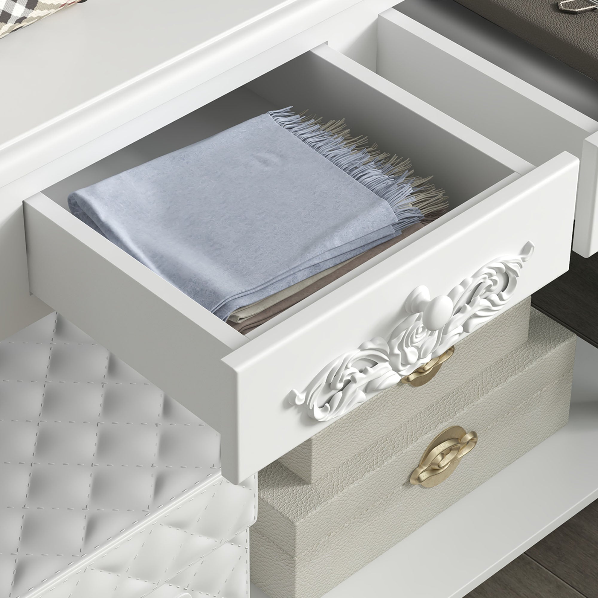 HOMCOM Console Table Modern Sofa Side Desk with Storage Shelves Drawers for Living Room Entryway Bedroom White 