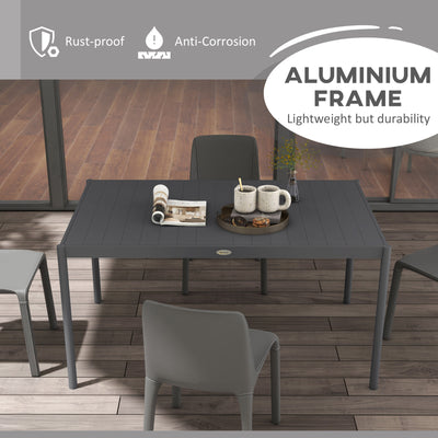 Outsunny Six-Seater Outdoor Table with Slatted Aluminium Top and Steel Legs 