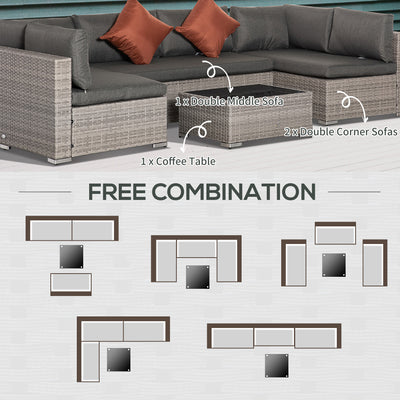 Outsunny Four-Piece Half-Square Rattan Sofa Set - Mixed Grey 