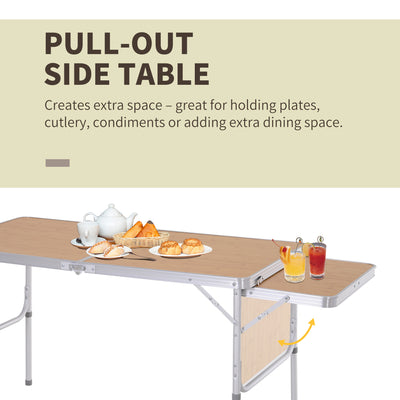 Outsunny Aluminium MDF-Top 4ft Folding Portable Outdoor Table Silver 