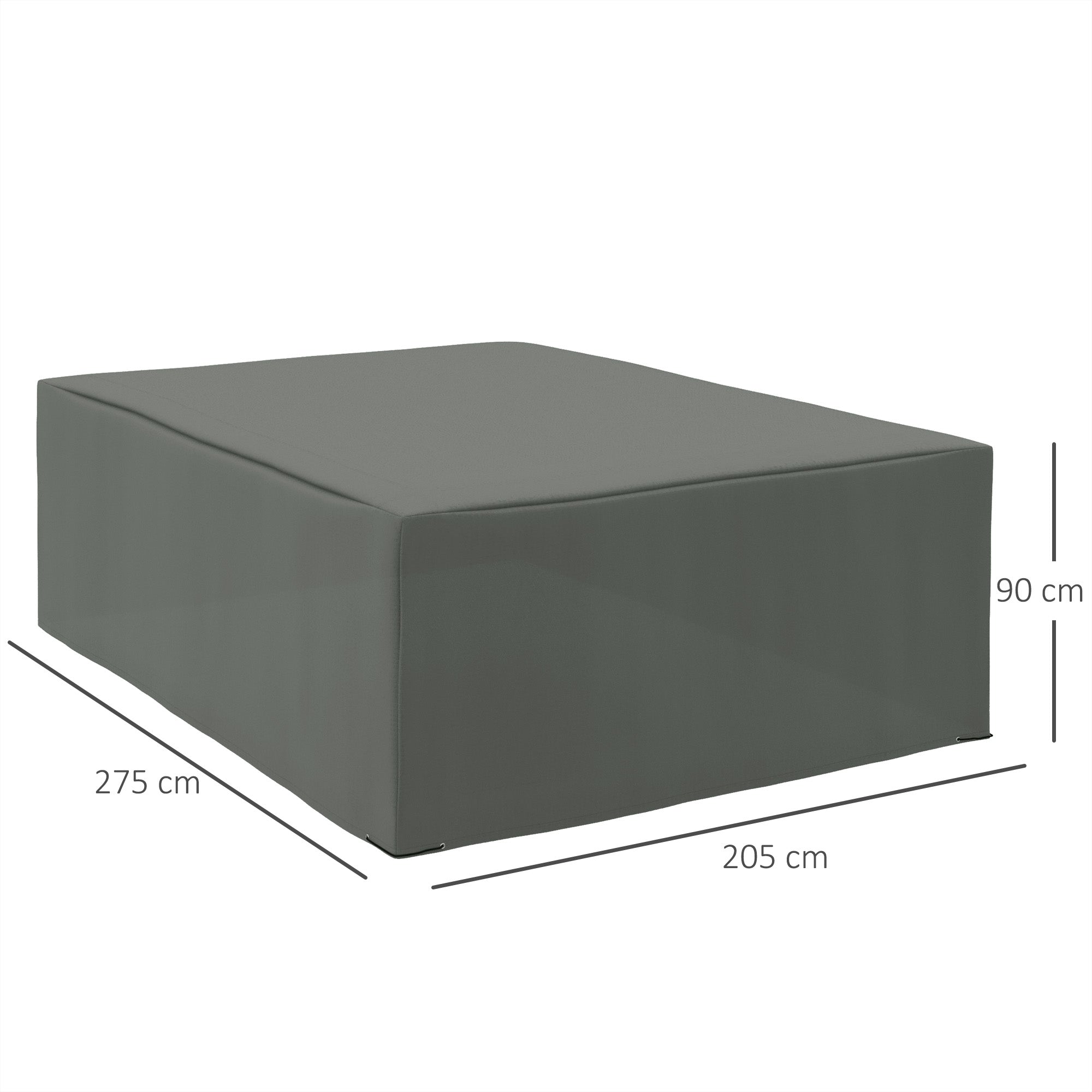 Outsunny 600D Oxford Outdoor Garden Furniture Sofa Set Cover, Waterproof Anti-UV Rattan Sun Lounger Protection Protector Cover, 275L x 205W x 90Hcm, Grey 