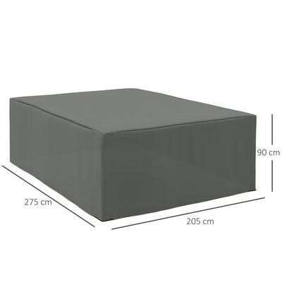 Outsunny 600D Oxford Outdoor Garden Furniture Sofa Set Cover, Waterproof Anti-UV Rattan Sun Lounger Protection Protector Cover, 275L x 205W x 90Hcm, Grey 