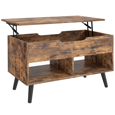 HOMCOM Lift Top Coffee Table with Hidden Storage Living Room Table Metal Legs 75 cm Rustic Brown 