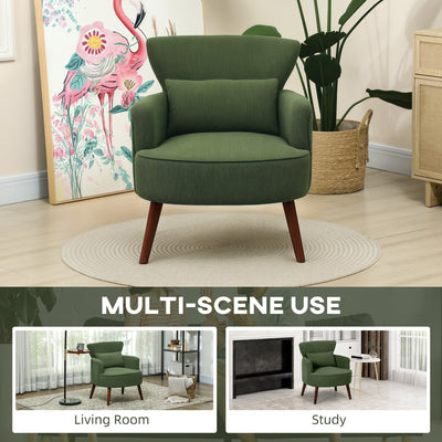 HOMCOM Corduroy Retro Accent Chair - Green 