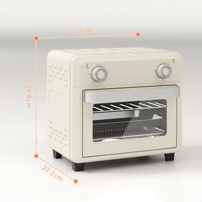 HOMCOM 10L Air Fryer Oven, Mini Oven, Oil Free Cooking, Grill, Roast, Bake, with Adjustable Temperature, Timer, Dishwasher Safe, 1000W, Cream White 