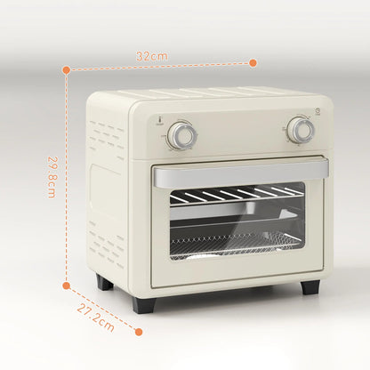 HOMCOM 10L Air Fryer Oven, Mini Oven, Oil Free Cooking, Grill, Roast, Bake, with Adjustable Temperature, Timer, Dishwasher Safe, 1000W, Cream White 