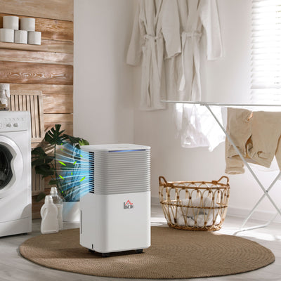HOMCOM 10L/Day 2000ML Portable Quiet Dehumidifier for Home Laundry Room Bedroom Basement, Electric Moisture Air De-Humidifier with 3 Modes 