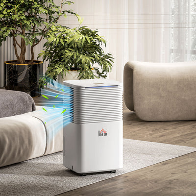 HOMCOM 10L/Day 2000ML Portable Quiet Dehumidifier for Home Laundry Room Bedroom Basement, Electric Moisture Air De-Humidifier with 3 Modes 
